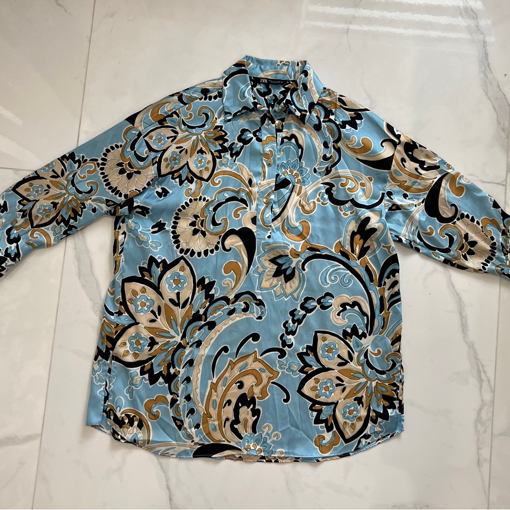 Zara Satin Paisley Print Blouse